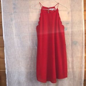 Naked Zebra Red Red Scalloped High Neck Dress S